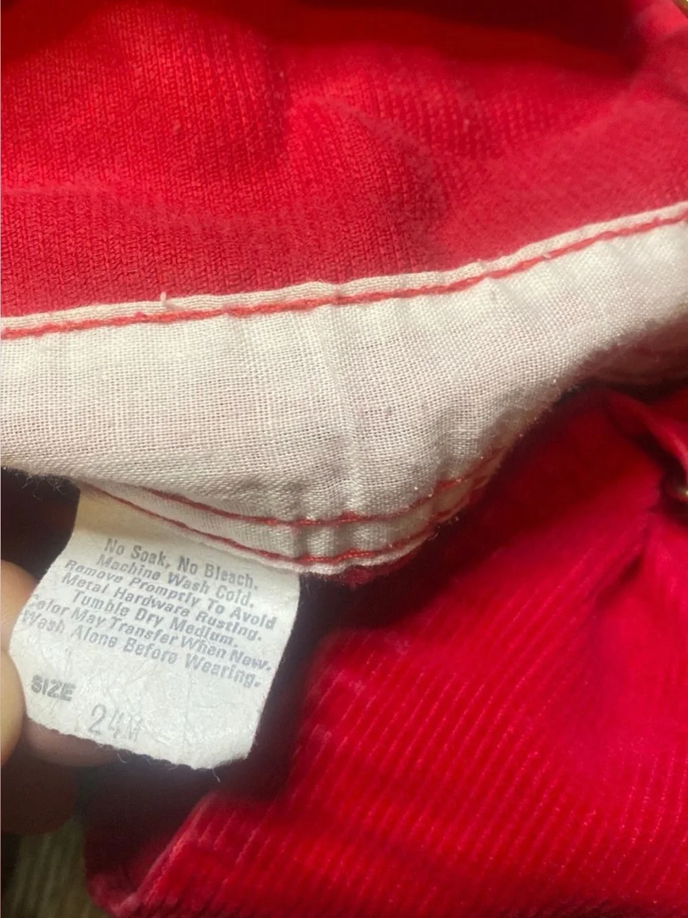 Vintage 90s OshKosh B'gosh Bright Red Corduroy Overalls